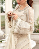 Classic Poise 3D Embroidered Chiffon Pearl Work Dress for Nikkah & Weddings (DZ18450)