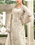 Classic Poise 3D Embroidered Chiffon Pearl Work Dress for Nikkah & Weddings (DZ18450)