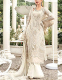 Classic Poise 3D Embroidered Chiffon Pearl Work Dress for Nikkah & Weddings (DZ18450)
