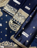 Glamorous Embroidered Navy Blue Chiffon Dress - Perfect for Party & Weddings (DZ18472)