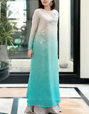Stylish Embroidered Ombre Style Chiffon Dress with Inner (DZ18414)