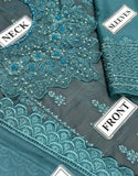 Graceful Heavy Embroidered Teal Glam Chiffon Dress for Formal & Party Wear (DZ18416)