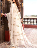Graceful Embroidered White Chiffon Dress for Nikkah & Engagement (DZ18420)