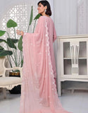 Naina Semi-Stitched Pink Embroidered Chiffon Dress for Weddings and Parties (DZ18684)