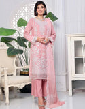 Naina Semi-Stitched Pink Embroidered Chiffon Dress for Weddings and Parties (DZ18684)