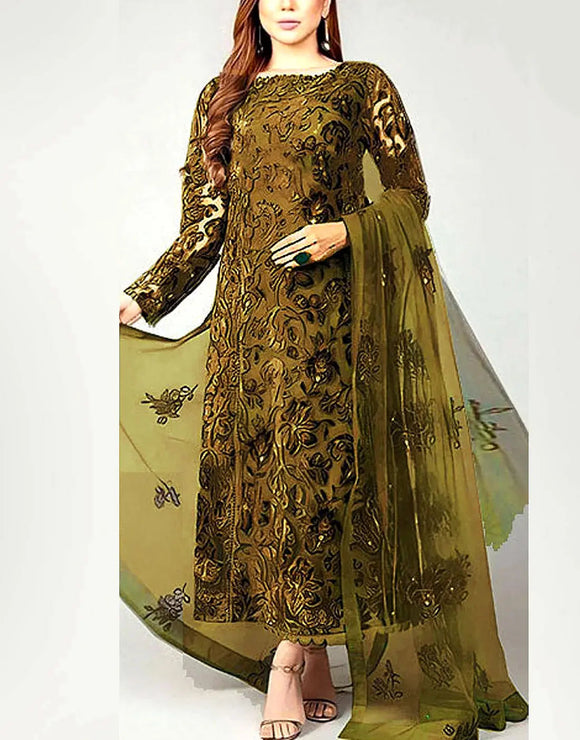 Premium Heavy Embroidered Dhanak Winter Dress with Dhanak Shawl (DZ18490)