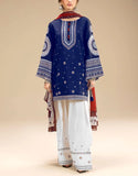 Trendy Embroidered Navy Blue Dhanak Winter Dress for Girls (DZ18649)