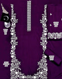 Graceful 2-Piece Embroidered Purple Dhanak Winter Dress for Girls (DZ18266)