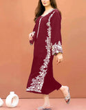 Trendy 2-Piece Embroidered Maroon Dhanak Dress for Daily Wear (DZ18265)