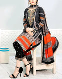 All-Over Digital Print Embroidered Karandi Dress (DZ18636)