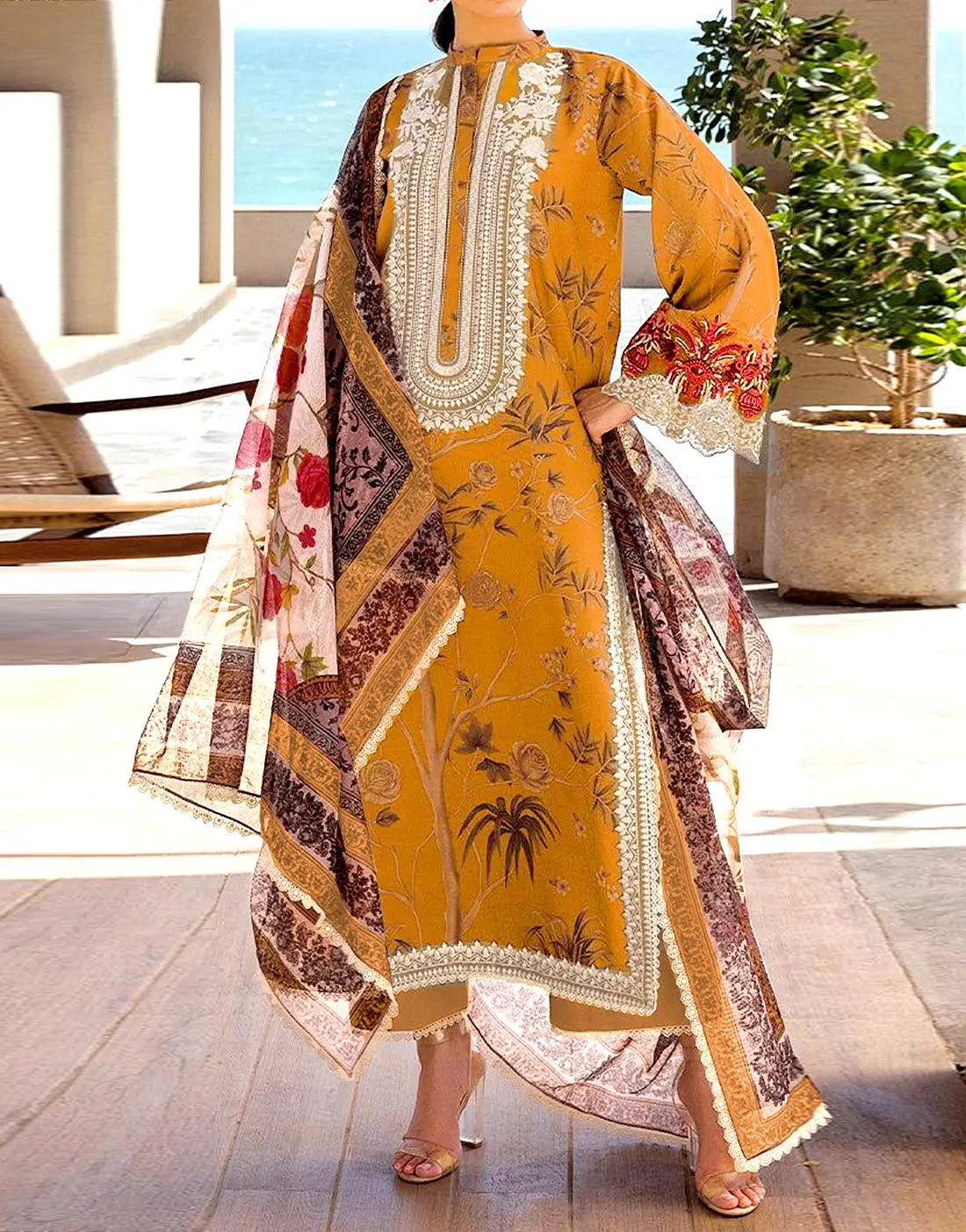 All-Over Digital Print Embroidered Karandi Dress for Winter (DZ18647) DressyZone.com All-Over Digital Print Embroidered Karandi Dress for Winter (DZ18647) DressyZone.com