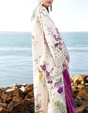 All-Over Digital Print Schiffli Embroidered White Lawn Dress (DZ18768)