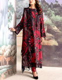 All-Over Print Black & Red Embroidered Lawn Dress for Eid & Party Wear (DZ18835)