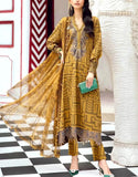 All-Over Print Embroidered EID Lawn Dress with 4-Side Emb. Chiffon Dupatta (DZ18873)