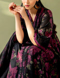 All-Over Floral Print Embroidered Black Lawn Dress for EID and Party Wear (DZ18880)