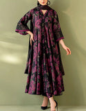 All-Over Floral Print Embroidered Black Lawn Dress for EID and Party Wear (DZ18880)