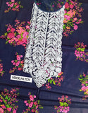All-Over Print Navy Blue Embroidered Lawn Dress — An Eid & Party Wear Outfit (DZ18839)
