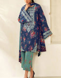 All-Over Print Navy Blue Embroidered Lawn Dress — An Eid & Party Wear Outfit (DZ18839)
