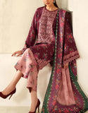 All-Over Print Maroon Embroidered Lawn Dress — An Eid & Party Wear Outfit (DZ18840)