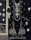 Stunning Heavy Embroidered Black Linen Dress for Winter Season (DZ18270)