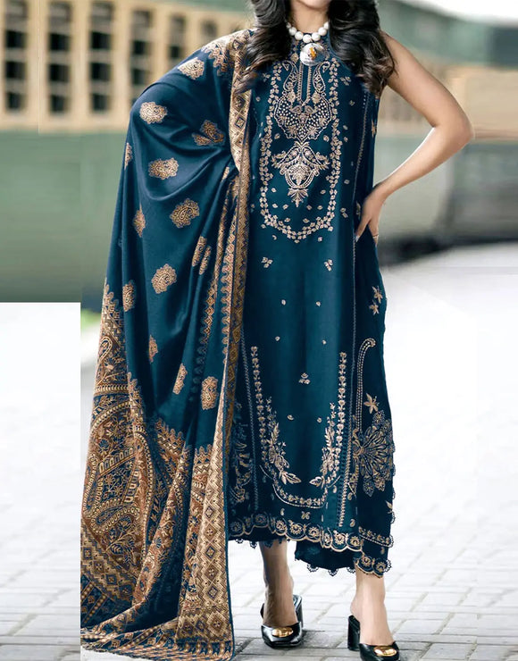 Alluring Heavy Embroidered Zinc Color Linen Suit for Daily Wear (DZ18271)