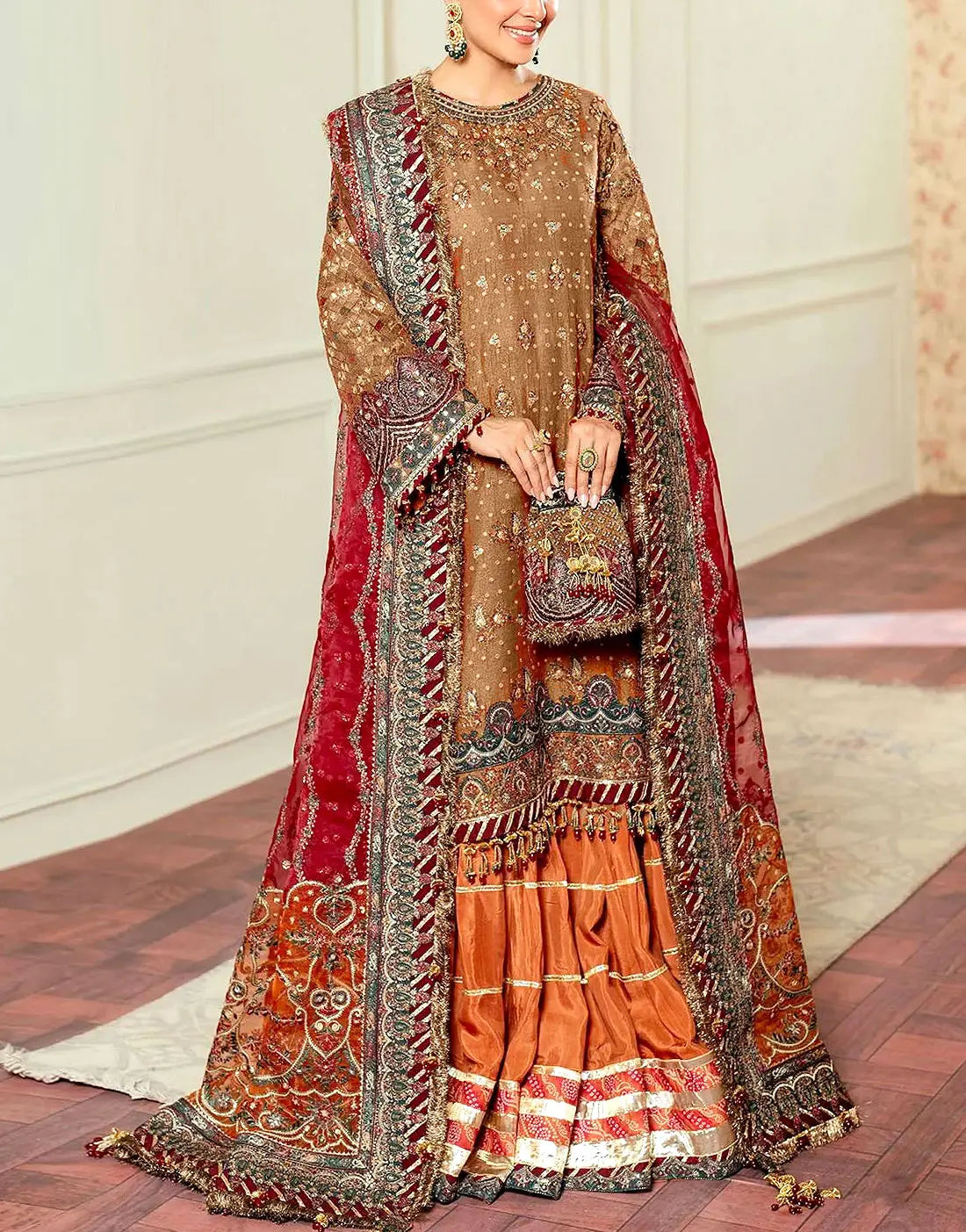 open lace back dress Pakistani fancy party dresses organza embroidered – Nameera by Farooq main image 1