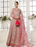 Mushq Semi-Stitched Intricate Embroidered Blush Pink Net Maxi Dress with Embroidered Potli Pouch (DZ18699)