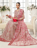 Mushq Semi-Stitched Intricate Embroidered Blush Pink Net Maxi Dress with Embroidered Potli Pouch (DZ18699)