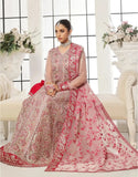 Mushq Semi-Stitched Intricate Embroidered Blush Pink Net Maxi Dress with Embroidered Potli Pouch (DZ18699)