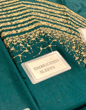 Embroidered Teal Green Raw Silk Dress with Embroidered Bottoms (DZ18623)