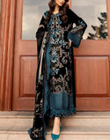 Glamorous Embroidered Velvet Bridal Dress with Matching Velvet Shawl (DZ18417)