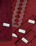 Elegant Neck Embroidered Maroon Color Silk Dress for Girls (DZ18340)