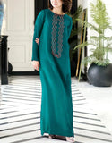 Elegant Neck Embroidered Zinc Color Silk Dress for Girls (DZ18341)