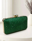 Glitter Emerald Green Diamante Clutch Purse for Formal & Party Wear (DZ18348)