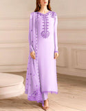 Alluring Embroidered Purple Formal & Party Chiffon Dress (DZ18721)