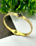 Minimalist Lucky Clover Stainless Steel Bangle Bracelet (DZ18402)