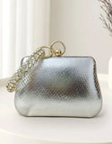Glam Shine Trapezoid Shape Silver Clutch Bag for Weddings & Events (DZ18343)