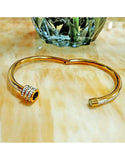 Gold Plated Rhinestone Studded Bangle Bracelet in Stainless Steel Finish (DZ18401)
