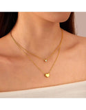 Gold Plated Stainless Steel Heart Shape Necklace for Girls (DZ18396)