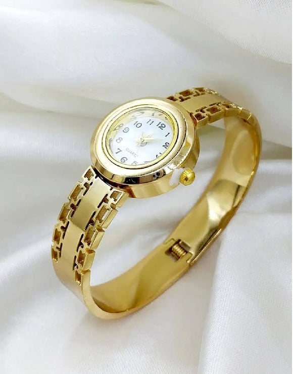 Luxury Gold Plated Stainless Steel Bangle Style Watch (DZ18394)