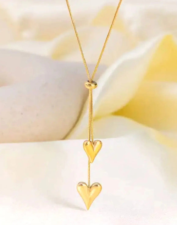 Minimalist Stainless Steel Heart Necklace with Up Down Chain (DZ18395)