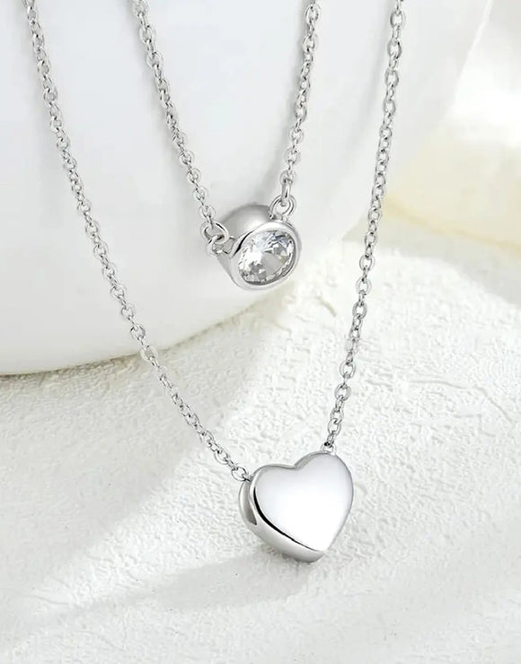 Silver Plated Stainless Steel Heart Shape Necklace for Girls (DZ18397)