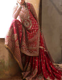 Luxe Heavy Embroidered Maroon NET Bridal Sharara Dress (DZ18661)