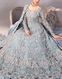 Intricate Embroidered Powder Blue NET Bridal Maxi Dress in 12 Kali Style (DZ18660)
