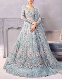Intricate Embroidered Powder Blue NET Bridal Maxi Dress in 12 Kali Style (DZ18660)