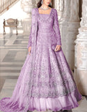 Royal Embroidered Light Purple Net Bridal Long Maxi Dress (DZ18671)