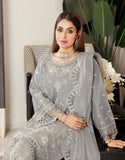 Carnation Semi-Stitched Embroidered Grey Aiyudiya Net Organza Dress with Monar Dupatta (DZ18703)