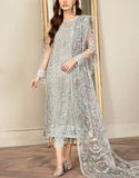 Luxury Embroidered Grey NET Dress for Weddings & Formal Parties (DZ18727)