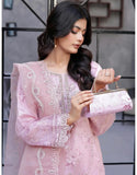 Naaira Semi-Stitched Embroidered Pink Organza Party Dress with Complimentary Clutch Bag (DZ18708)