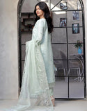 Naaira Semi-Stitched Embroidered Light Green Organza Party Dress with Complimentary Clutch Bag (DZ18709)